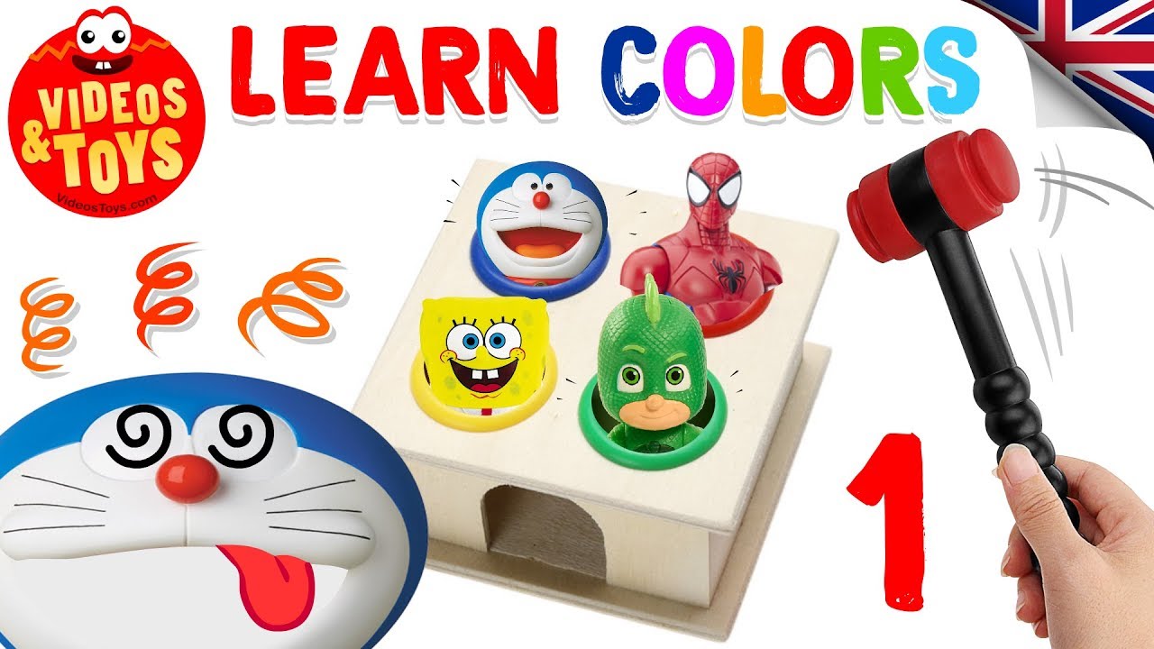 Learn colors for kids and children in english with toy hammer