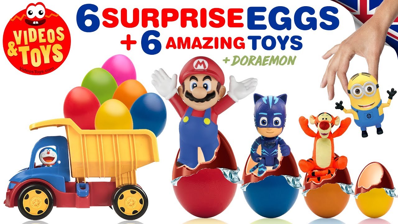 SURPRISE EGGS Learn Colors with Doraemon Mario Bros PJmasks Tiger Minion Little Pony Ninja Turtles