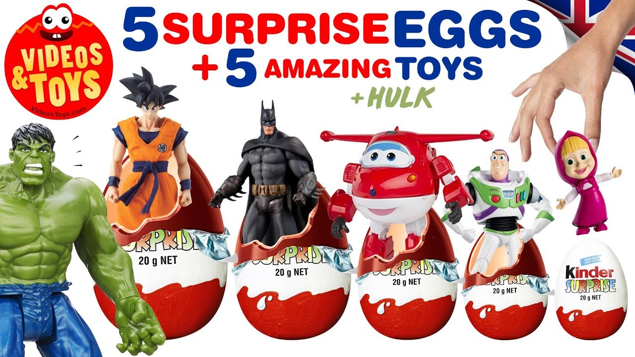 SURPRISE EGGS learn with hulk buzz lightyear masha batman dragon ball jet 2017